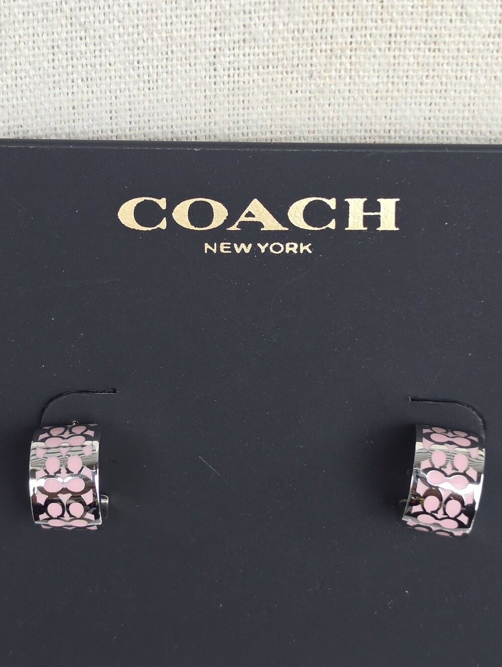 COACH Signature Enamel Huggie Earrings - Picture 1 of 6